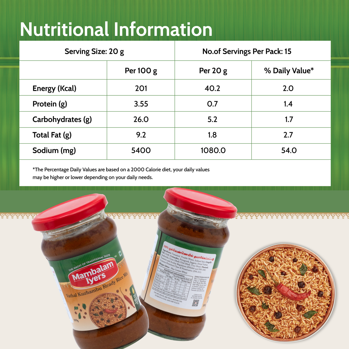 Vathal Kuzhambu Ready Rice Mix (300 gms)