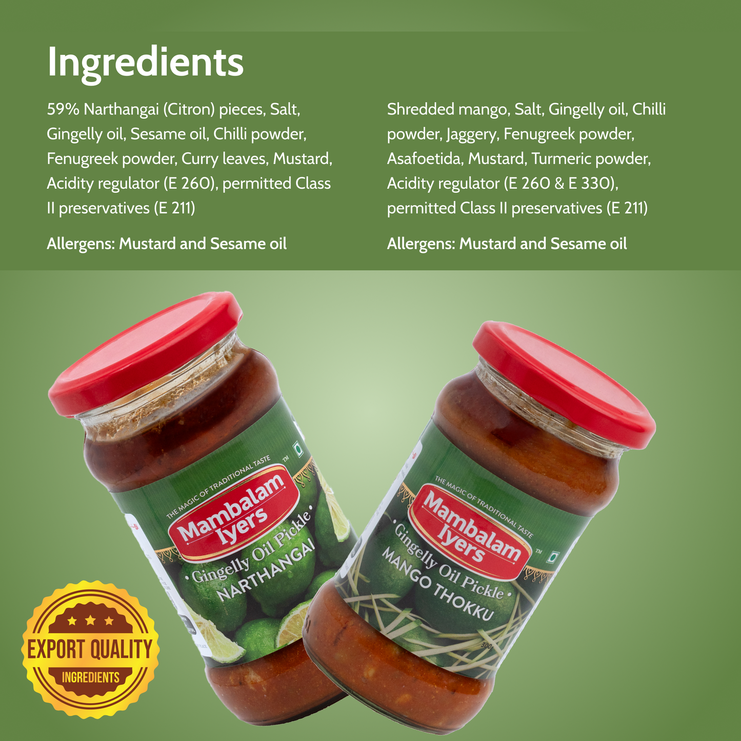 Narthangai Pickle (300 gms) & Mango Thokku Pickle (300 gms)