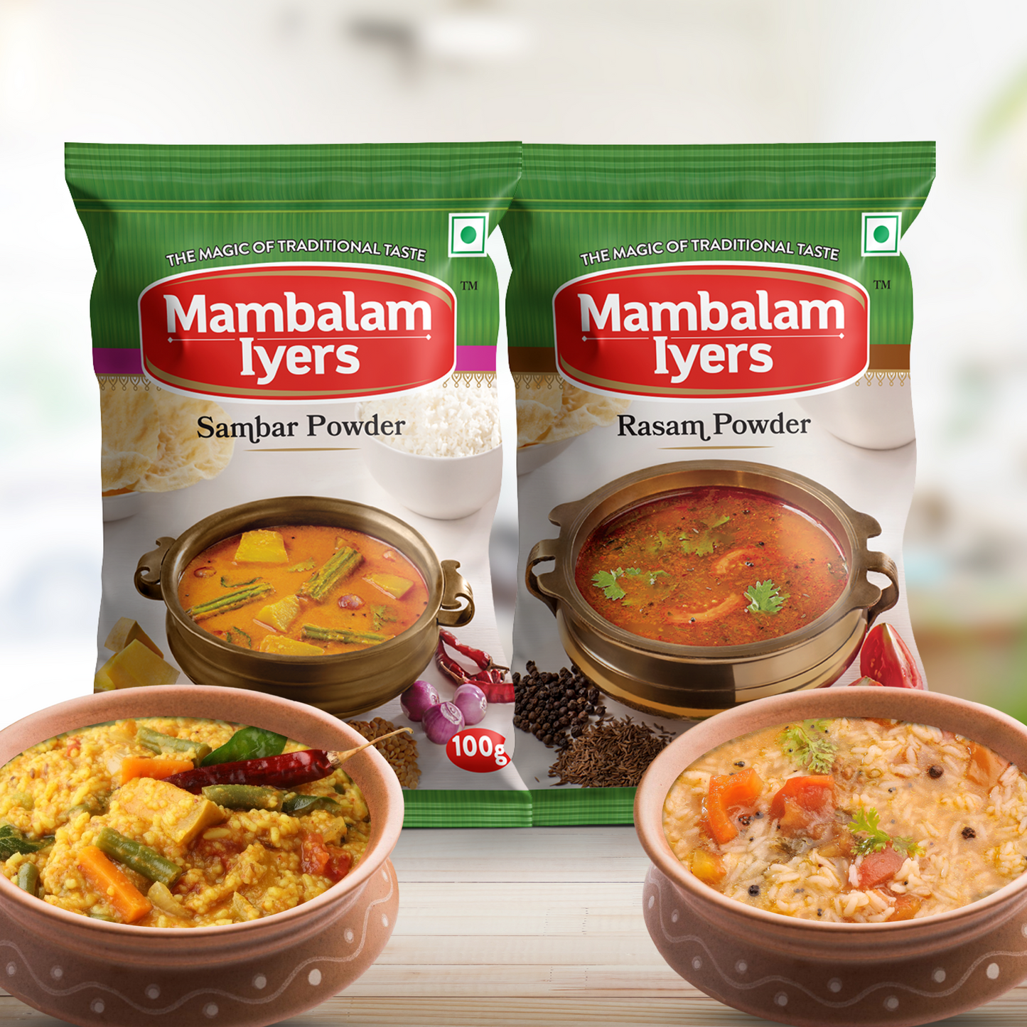 Sambhar Powder (100 gms) & Rasam Powder (100 gms)