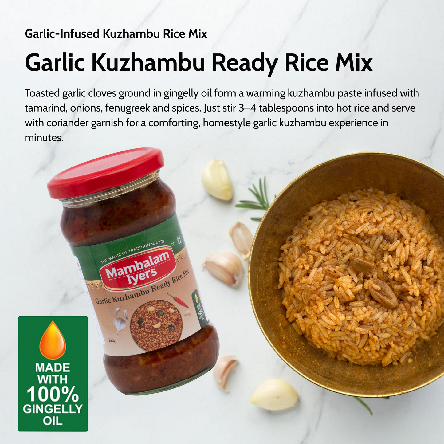 Garlic Kuzhambu Ready Rice Mix (300 Gms)