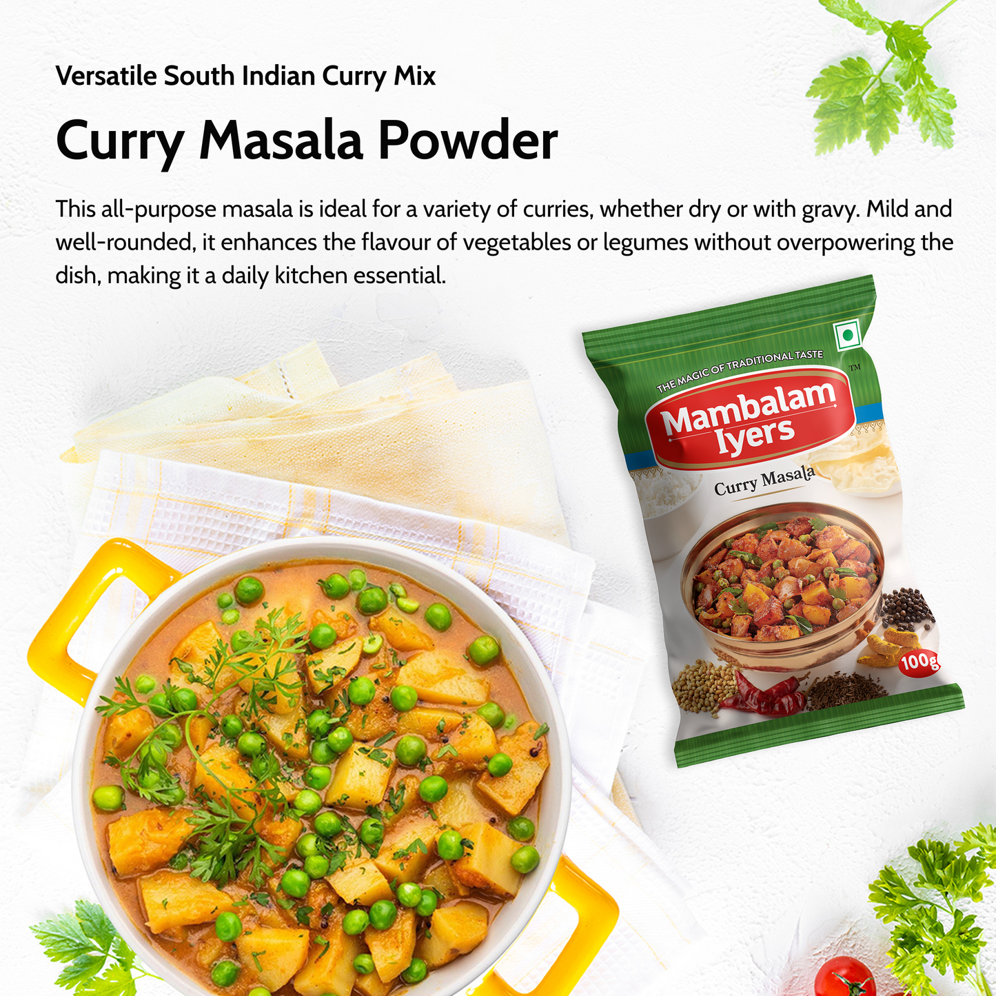 Mambalam Iyers Curry Masala Powder - Pack of 5 x 100g each