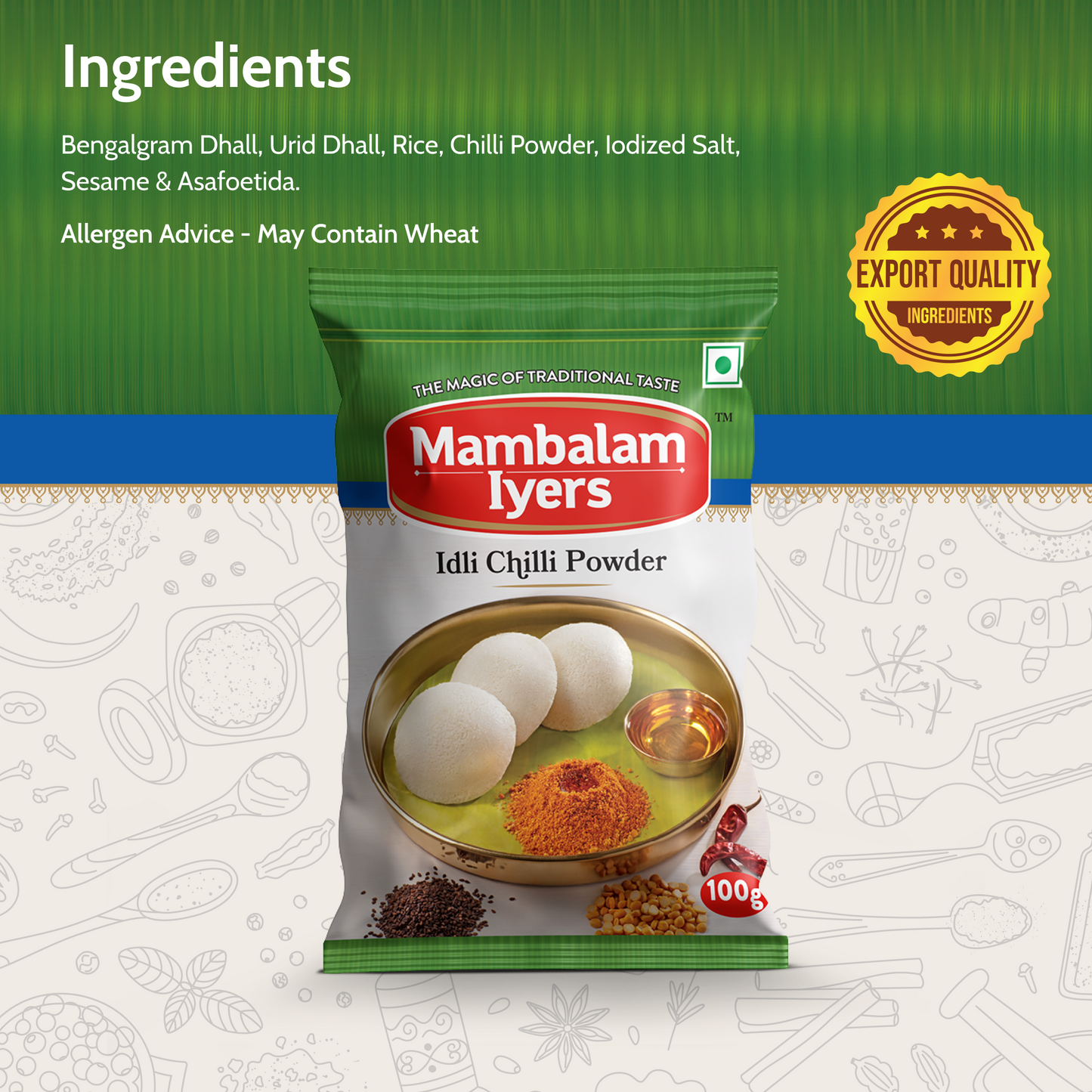 Mambalam Iyers Idli Chilli Powder - Pack of 5 x 100g each