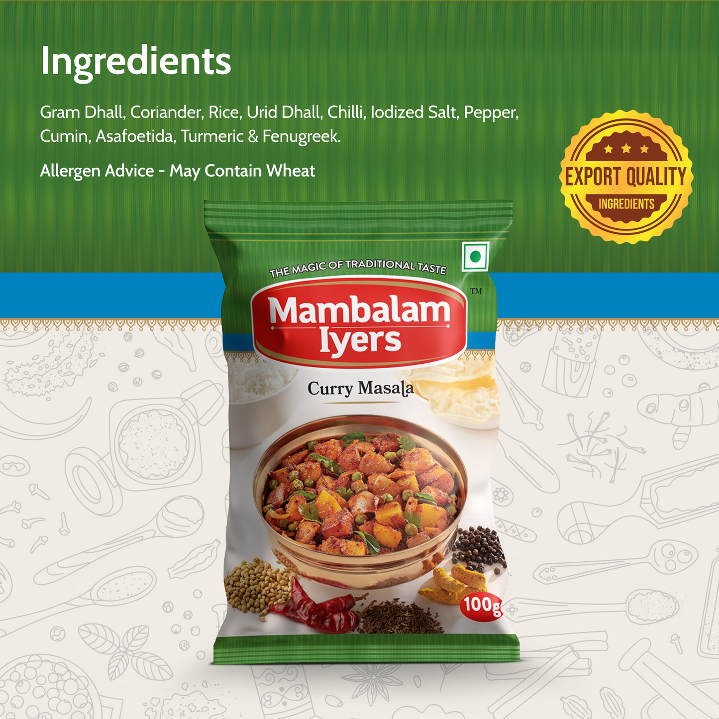 Mambalam Iyers Curry Masala Powder - Pack of 5 x 100g each