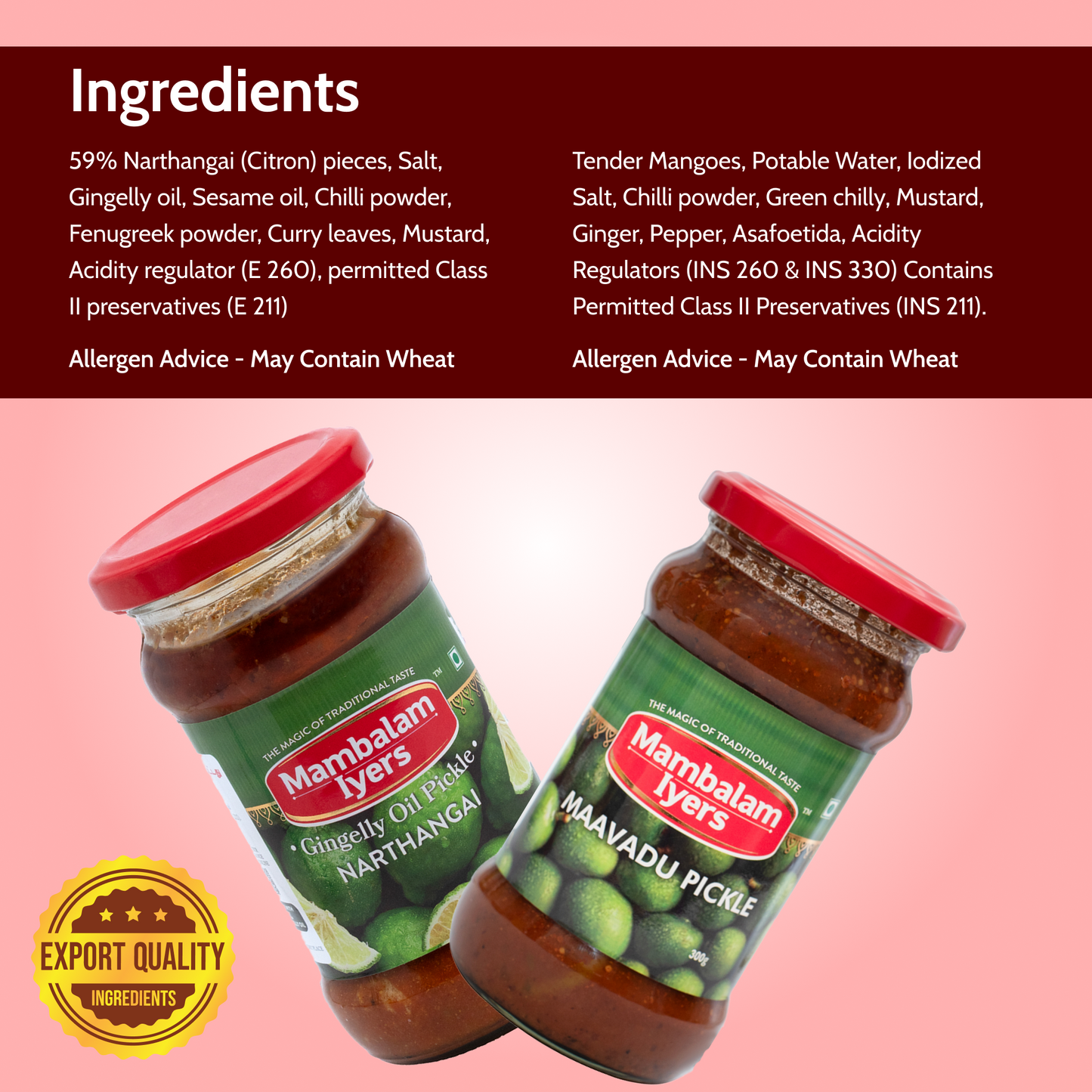 Narthangai Pickle (300 gms) & Maavadu Pickle (300 gms)