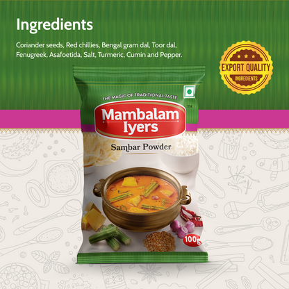 Mambalam Iyers Sambar Powder - Pack of 5 x 100g each