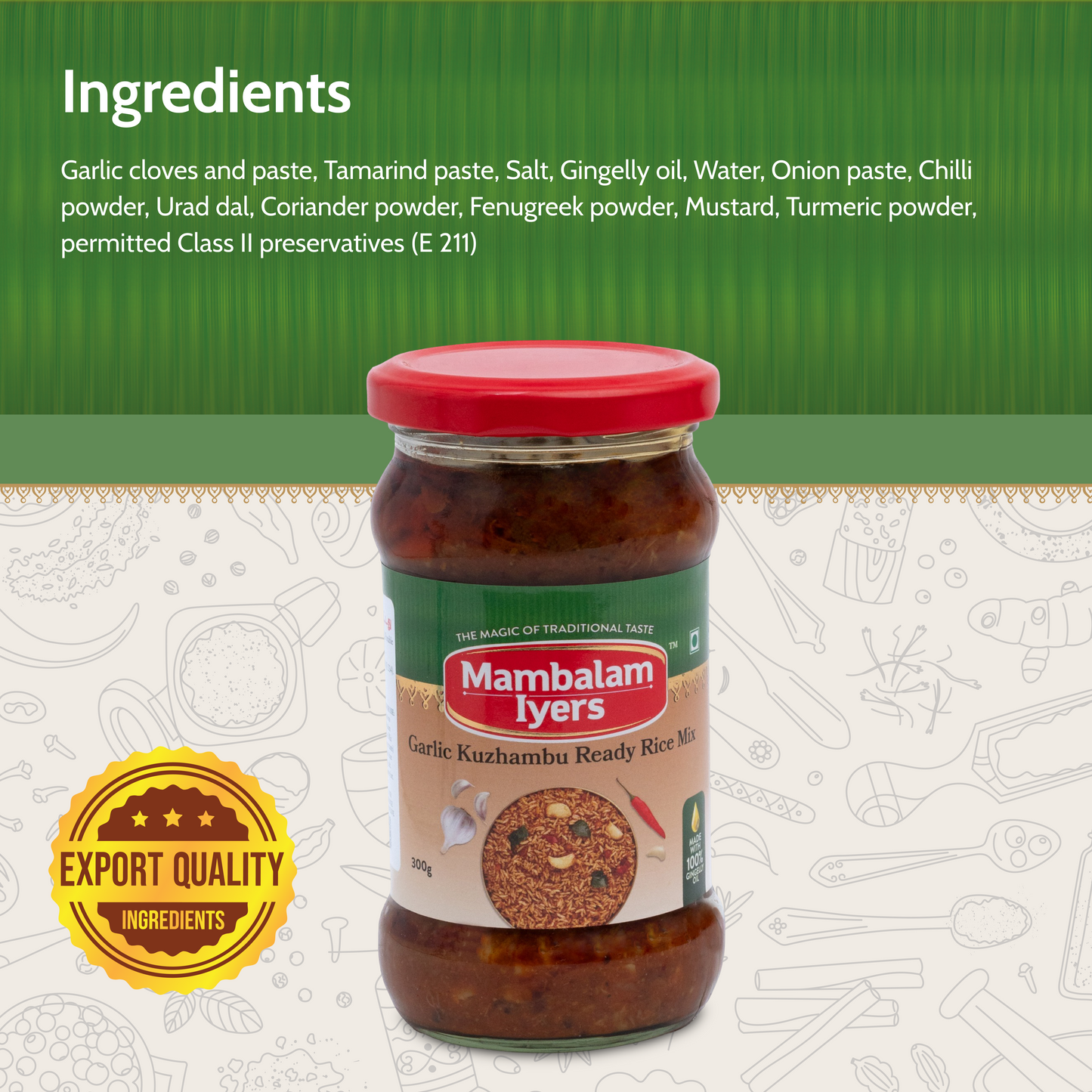 Garlic Kuzhambu Ready Rice Mix (300 Gms)