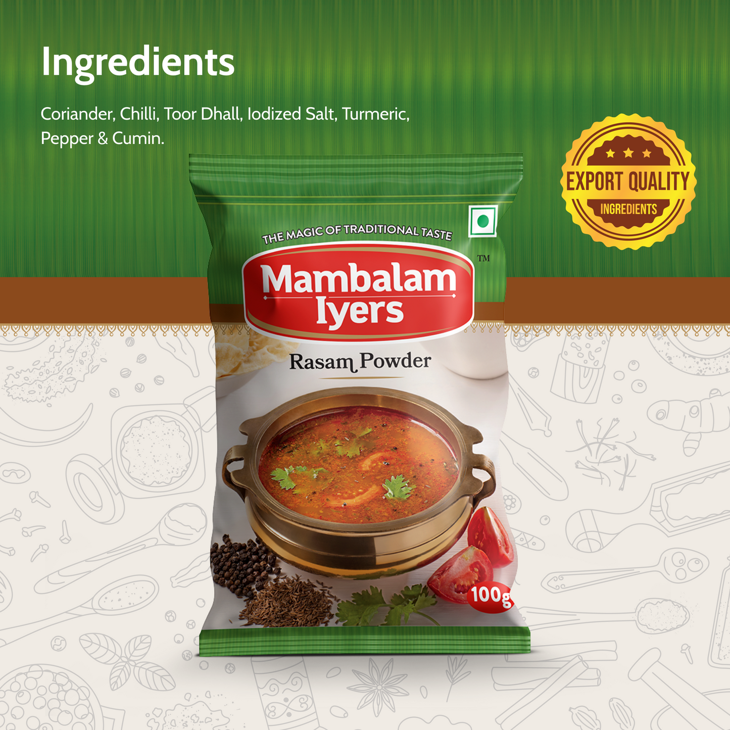 Mambalam Iyers Rasam Powder - Pack of 5 x 100g each