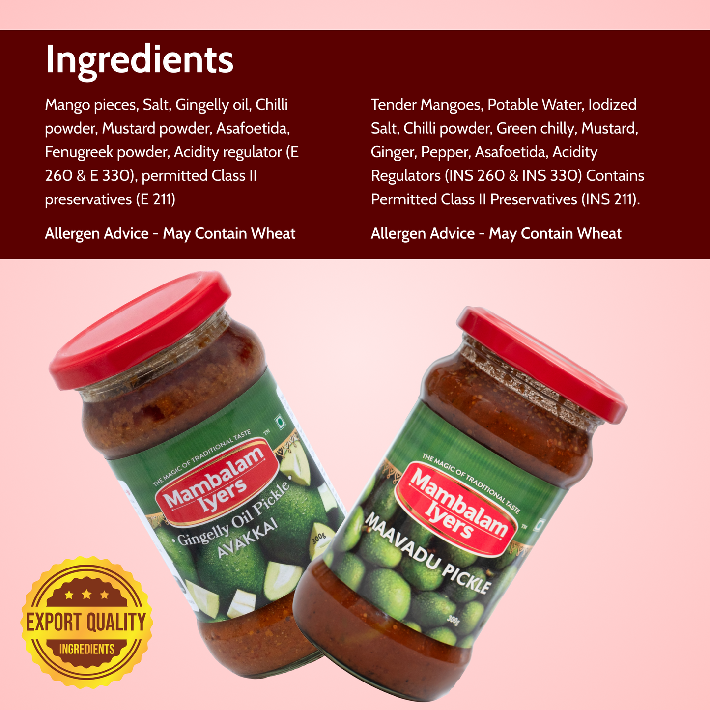 Avakkai Pickle (300 gms) & Maavadu Pickle (300 gms)