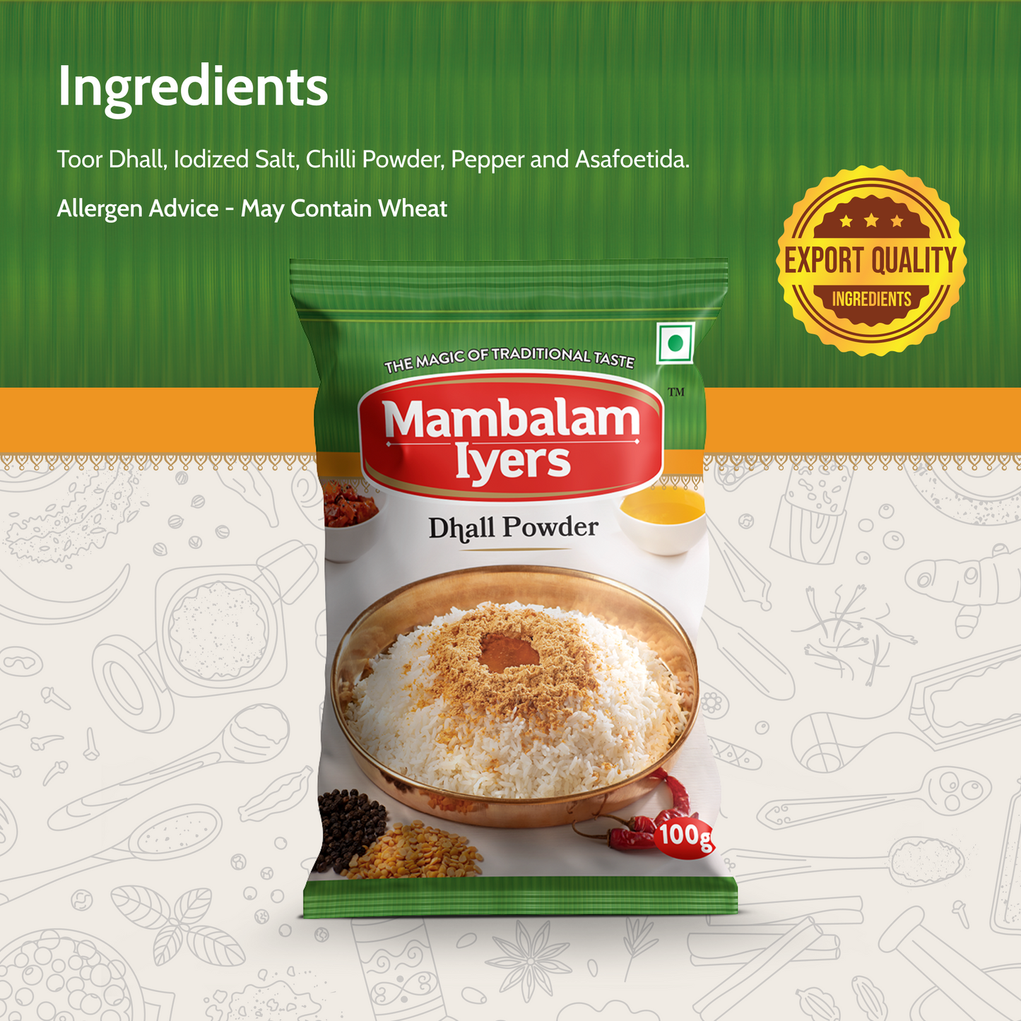 Mambalam Iyers Dhall Powder - Pack of 5 x 100g each