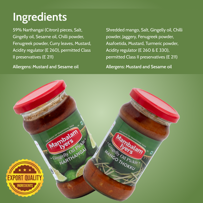 Narthangai Pickle (300 gms) & Mango Thokku Pickle (300 gms)