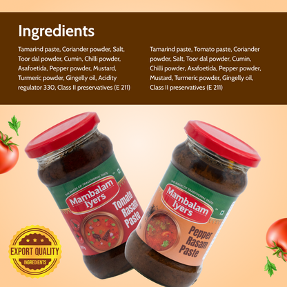 Tomato Rasam Paste (300 gms) & Pepper Rasam Paste (300 gms)
