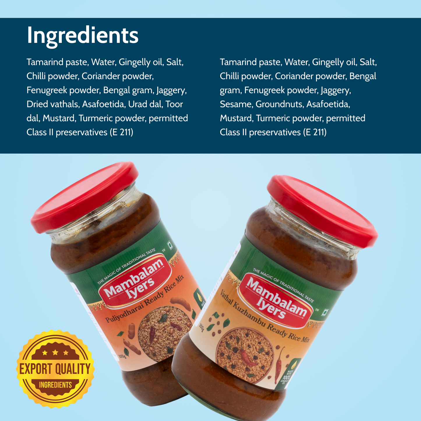 Puliyodharai (300 gms) & Vathal Kuzhambu Ready Rice Mix (300 gms)