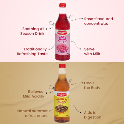 Rose Sarbath (700 Ml) & Nannari Sarbath (700 Ml)