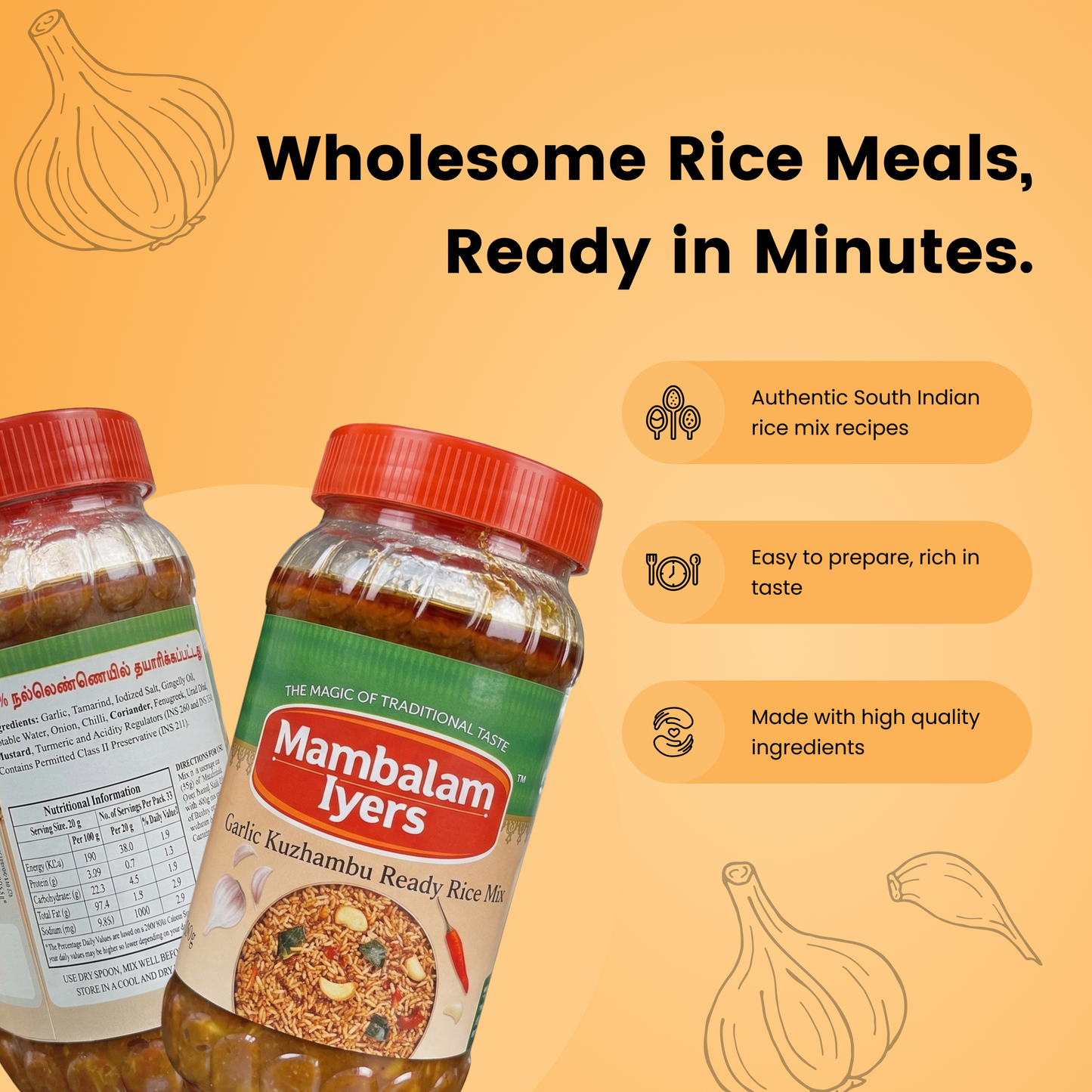 Garlic Kuzhambu Ready Rice Mix