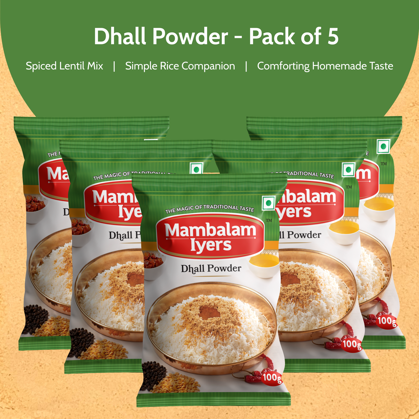 Mambalam Iyers Dhall Powder - Pack of 5 x 100g each