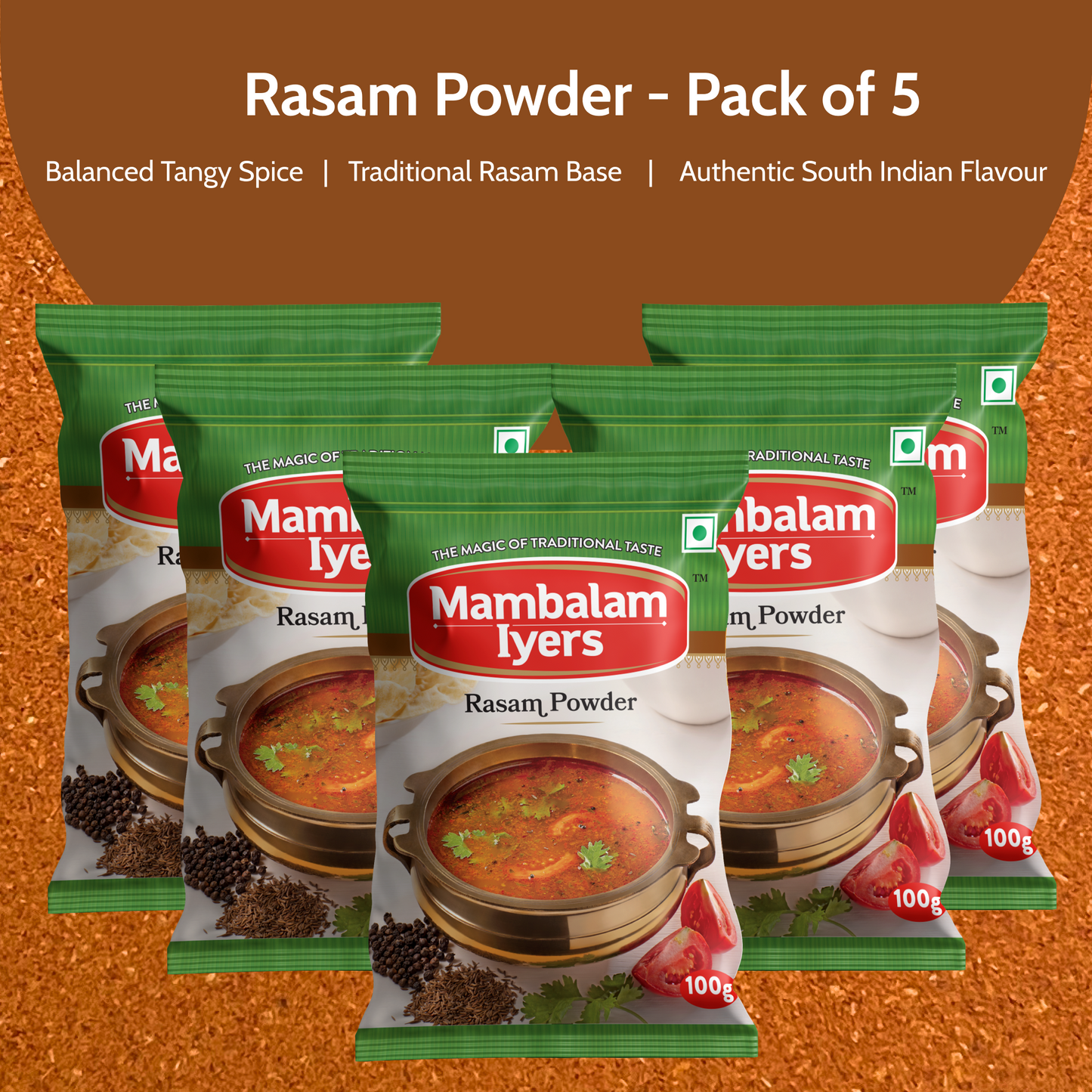 Mambalam Iyers Rasam Powder - Pack of 5 x 100g each