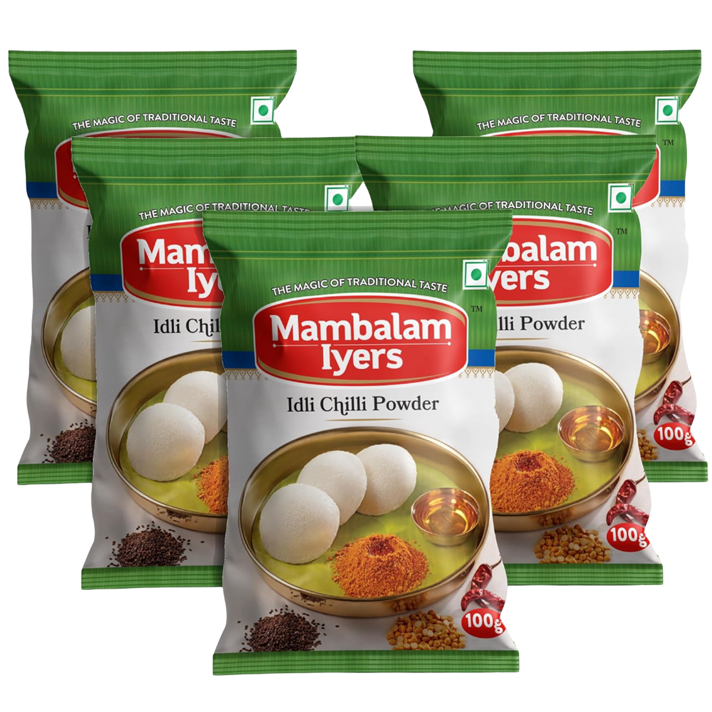 Mambalam Iyers Idli Chilli Powder - Pack of 5 x 100g each