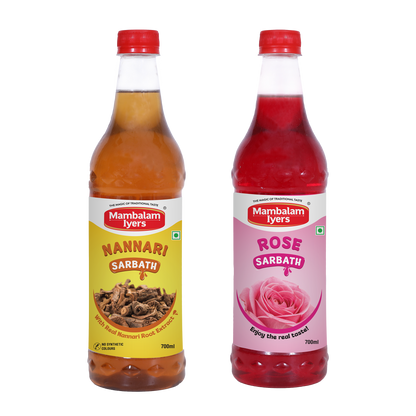 Rose Sarbath (700 Ml) & Nannari Sarbath (700 Ml)